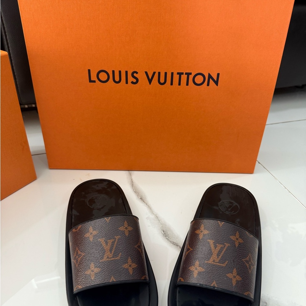 Louis Vuitton Monogram Brown Slide Sandals